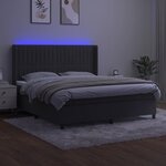 vidaXL Sommier à lattes de lit matelas et LED Gris foncé 160x200 cm