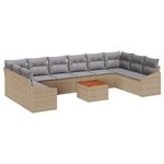 vidaXL Ensemble de canapé de jardin de 11 pièces avec coussins Beige Poly Rattan Acacia