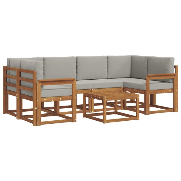 vidaXL Ensemble de canapés d'extérieur 7 pc Gris Naturel et Clair