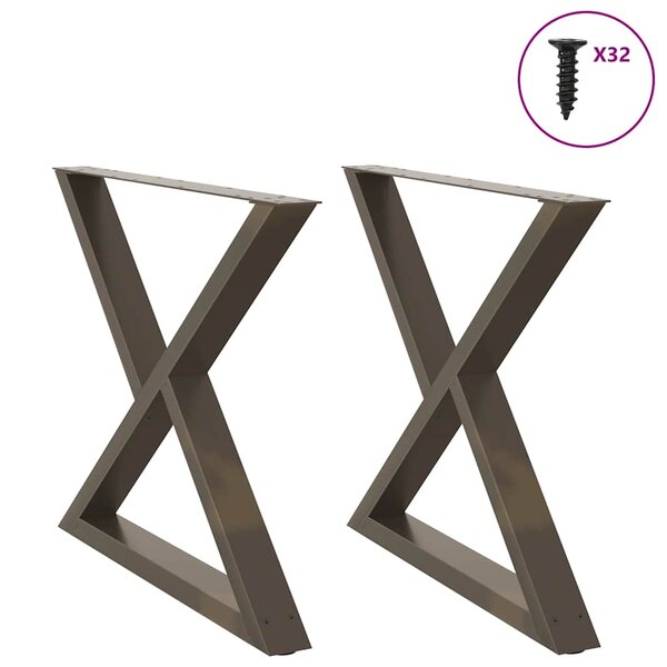 vidaXL Pieds de table à manger 2 pièces Acier naturel 90 x (72-73 3) cm Acier