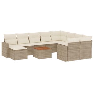 vidaXL Salon de jardin 11 Pièces avec coussins beige résine tressée