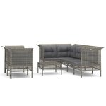 vidaXL Salon de jardin 8 Pièces avec coussins Gris Résine tressée
