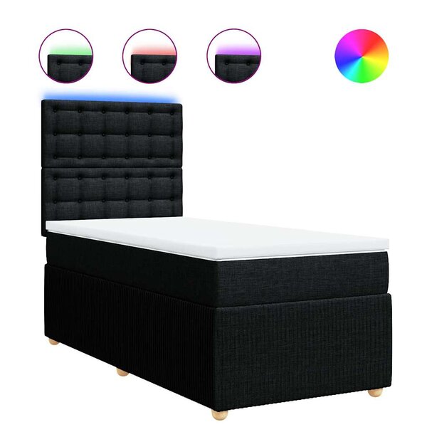 vidaXL Sommier à lattes de lit avec matelas Noir 100x200 cm Tissu