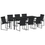 vidaXL Set repas jardin 9 pièces noir Textilène et acier