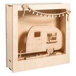 Kit déco cadre 3d à faire soi-même - caravane en bois - 24 cm