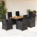 vidaXL Ensemble à manger de jardin coussins 7Pièces Noir Résine tressée