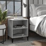 vidaXL Table de chevet avec pieds en métal gris béton 40x30x50 cm