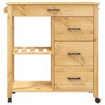 vidaXL Chariot de cuisine MONZA 84x40x90 cm bois massif de pin