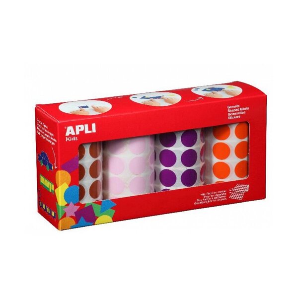 Pack 4 rouleaux Gommettes XL Rond MAR/RO/MA/OR