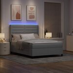 vidaXL Lit à ressort LED avec matelas Gris clair 140 x 200 cm tissu