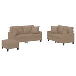 vidaXL Ensemble de canapés 3 Pièces avec coussins cappuccino similicuir