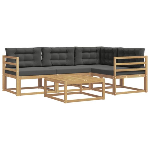 vidaXL Ensemble de canapés d'extérieur 5 pc Blanc et anthracite