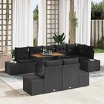 vidaXL Ensemble de salle à manger pour jardin 9 Pièces Noir et Marron