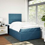 vidaXL Sommier à lattes de lit et matelas bleu 120x200 cm velours