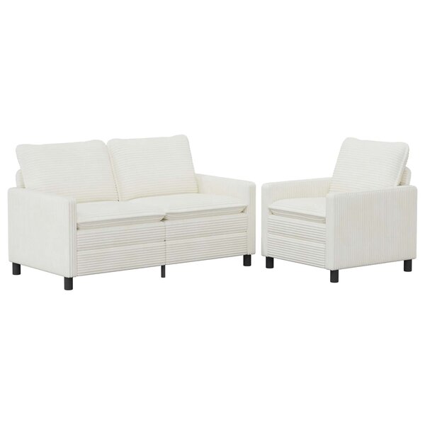 vidaXL Ensemble de Canapés 2 Pièces Crème Polyester