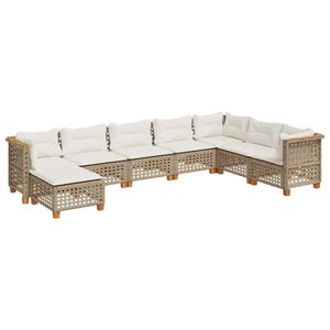 vidaXL Salon de jardin avec coussins 8 Pièces beige résine tressée