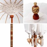 vidaXL Parasol Crème x 250 cm Coton et bois massif