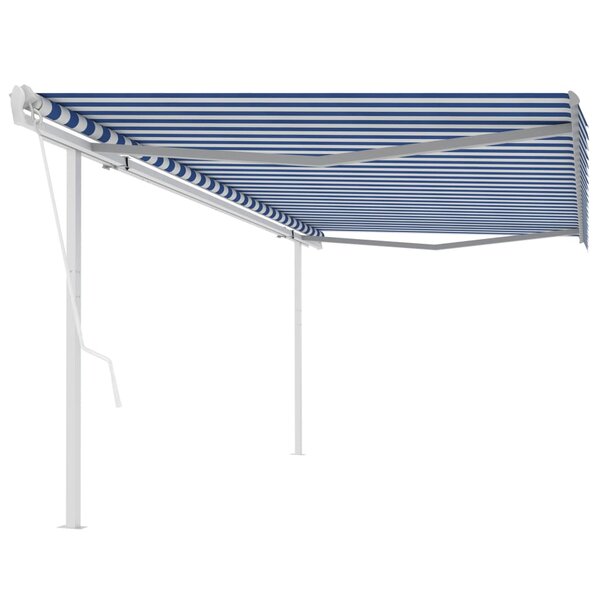 vidaXL Auvent rétractable automatique avec poteaux 5x3 m Bleu et blanc