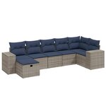 vidaXL Salon de jardin 7 Pièces avec coussins gris résine tressée