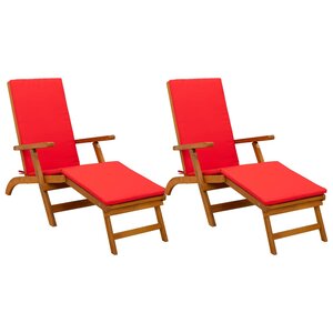 vidaXL Chaise longue inclinable et pliable avec coussin 2 Pièces Rouge