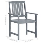 vidaXL Chaises de jardin et coussins lot de 4 Gris Bois acacia massif