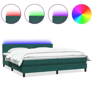 vidaXL Sommier à lattes de lit et matelas et LED vert foncé 180x220cm velours