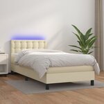vidaXL Sommier tapissier avec matelas et LED Crème 90x190cm Similicuir