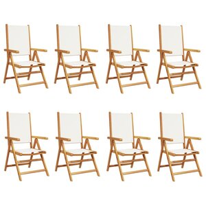 vidaXL Chaises inclinables de jardin lot de 8 tissu et bois massif