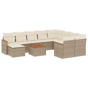 vidaXL Salon de jardin 11 Pièces avec coussins beige résine tressée