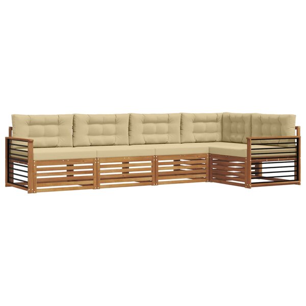 vidaXL Ensemble de canapés d'extérieur 5 pc Naturel et Beige