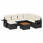 vidaXL Salon de jardin 8 Pièces avec coussins noir résine tressée