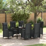 vidaXL Ensemble de jardin de 7 pièces Rattan Poly Noir