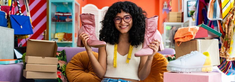 femme achetant des produits de luxe de seconde main