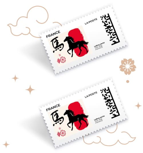 Timbres à imprimer année du cheval