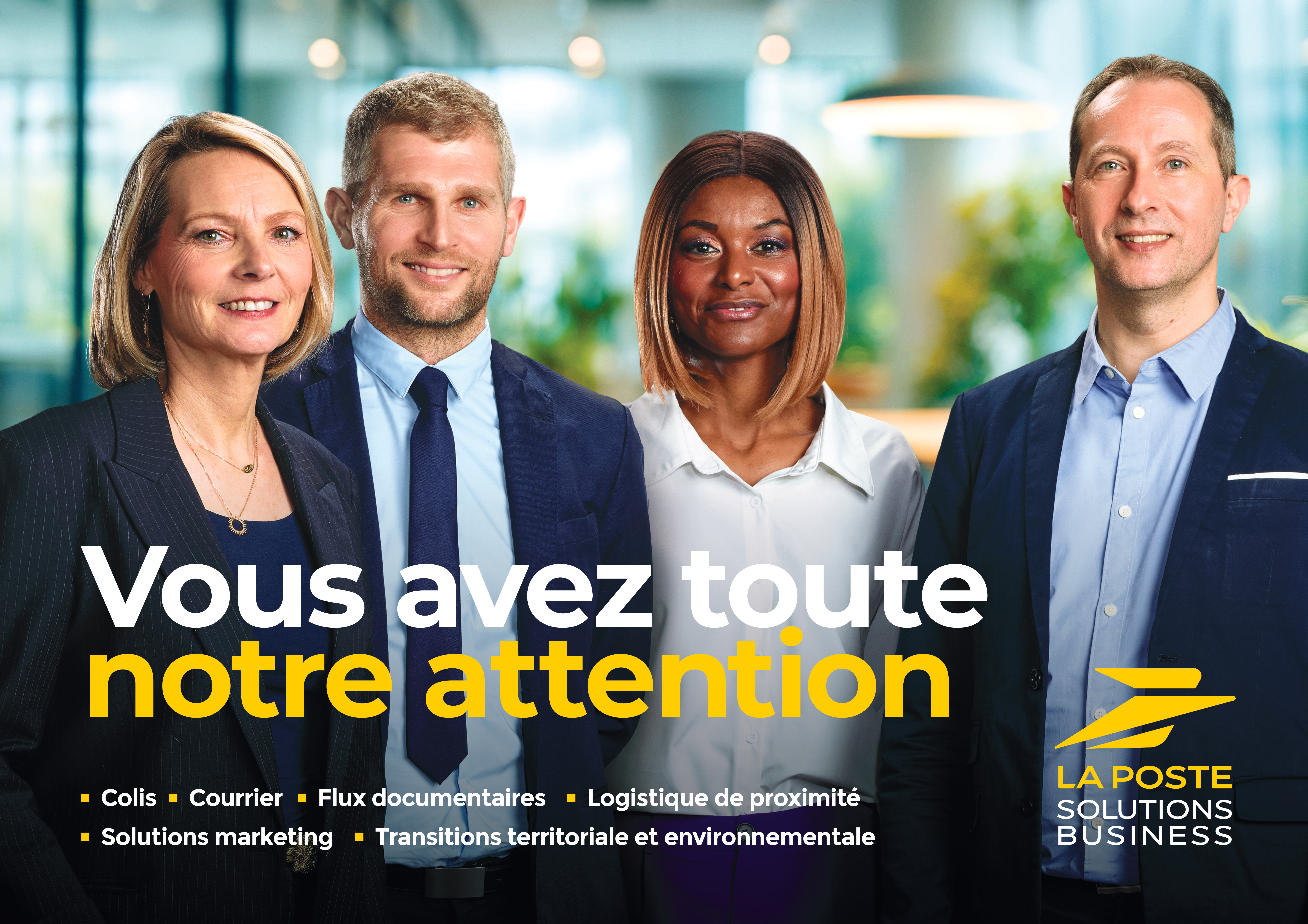 Portrait de quatre commerciaux au service de leurs clients B2B